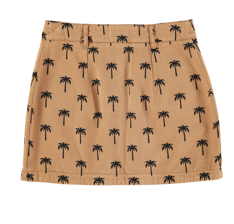 sisters department - short skirt, brown, palm trees - Lubus & moi