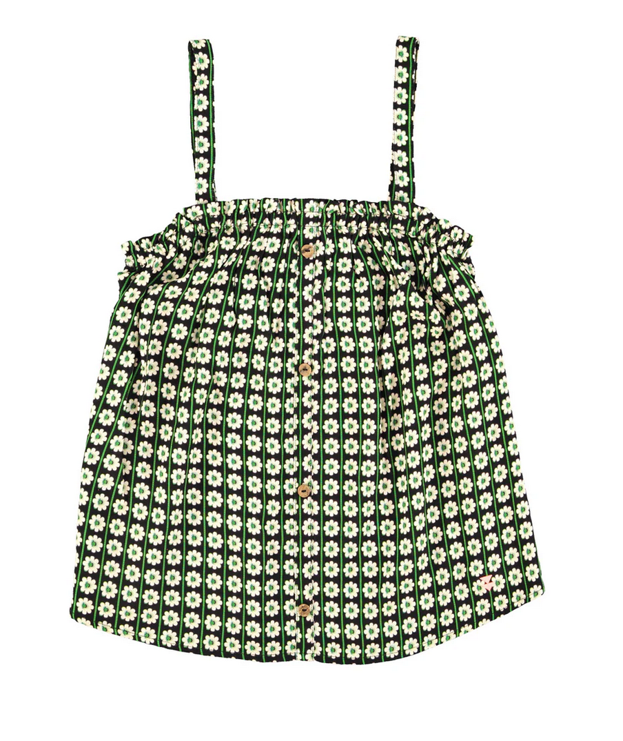 sisters department - top, straps, black with ecru flowers - Lubus & moi