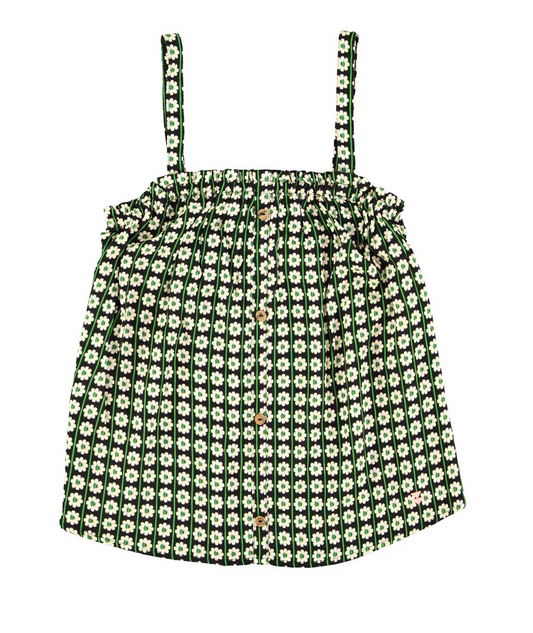 sisters department - top, straps, black with ecru flowers - Lubus & moi