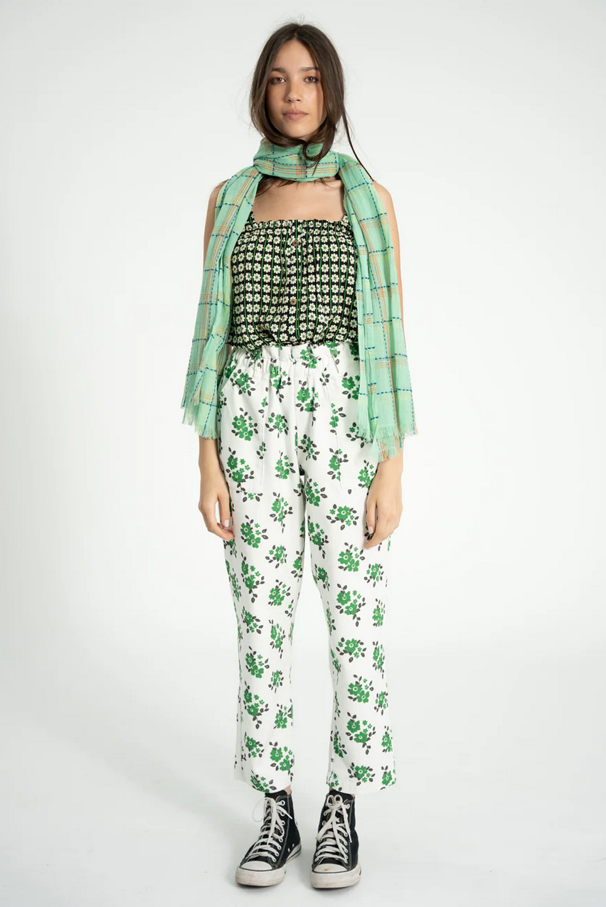 sisters department - top, straps, black with ecru flowers - Lubus & moi