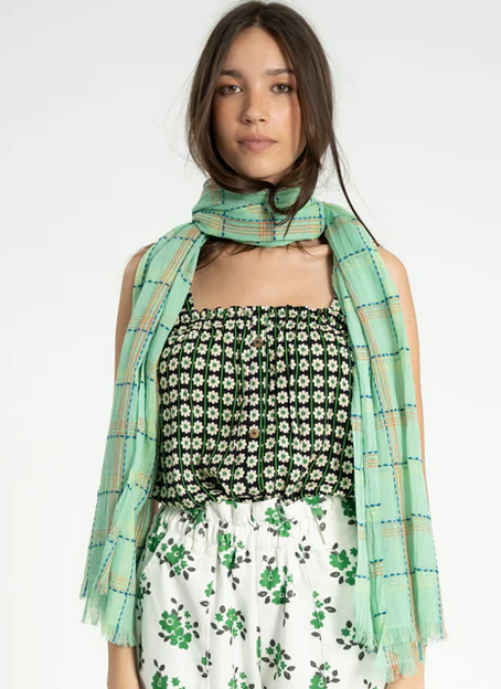 sisters department - top, straps, black with ecru flowers - Lubus & moi