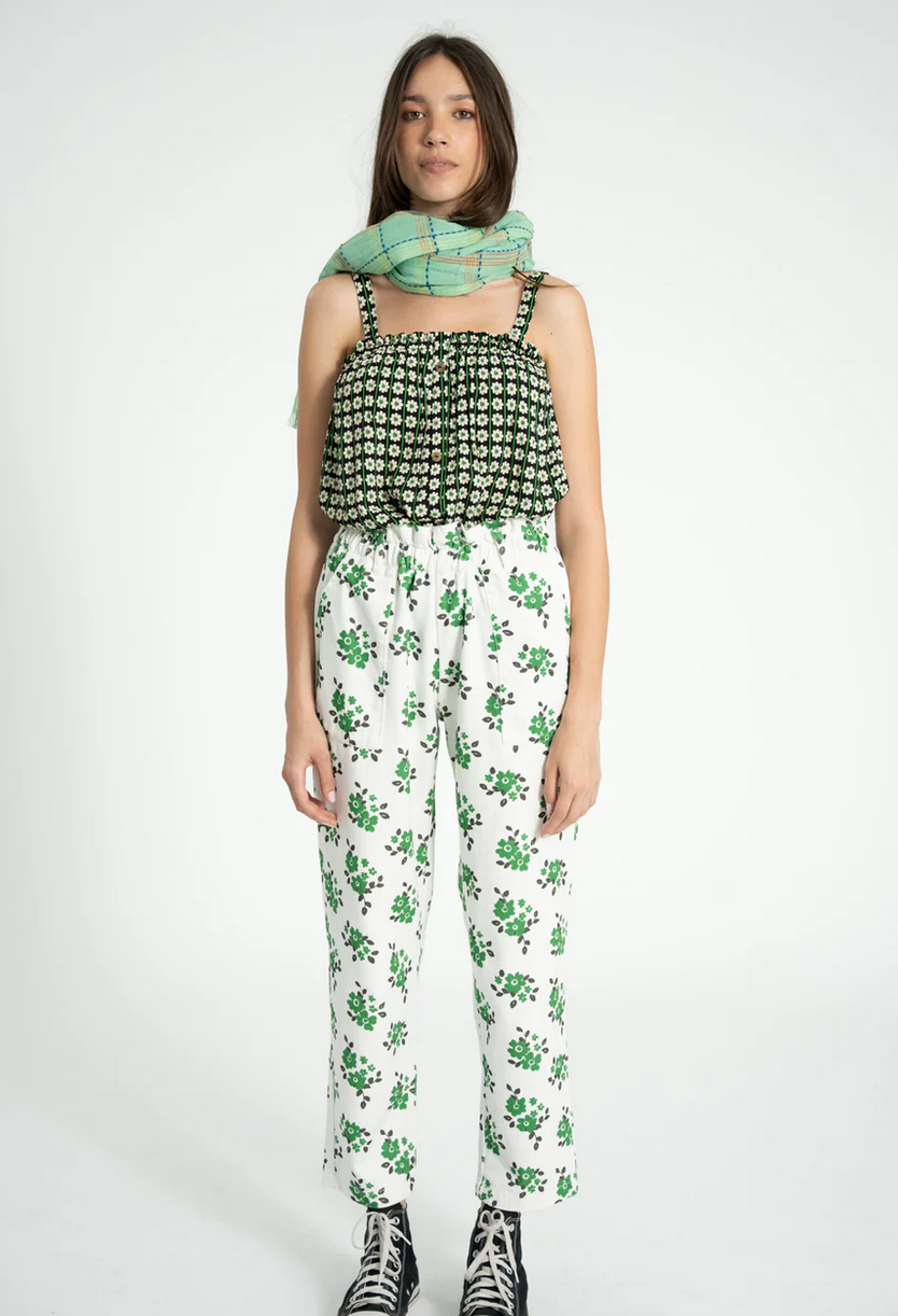 sisters department - top, straps, black with ecru flowers - Lubus & moi