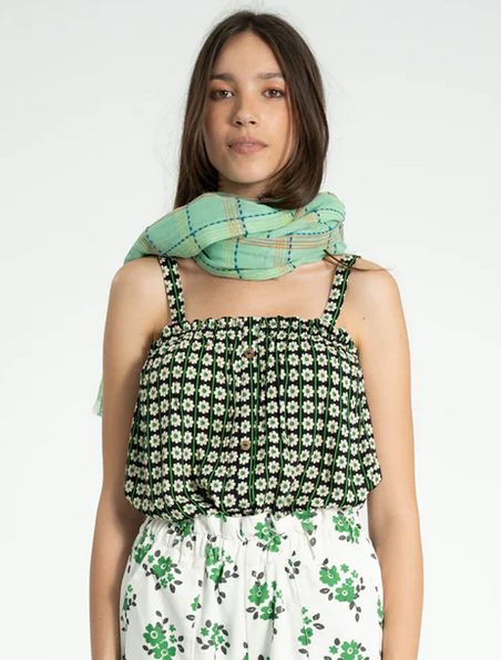 sisters department - top, straps, black with ecru flowers - Lubus & moi