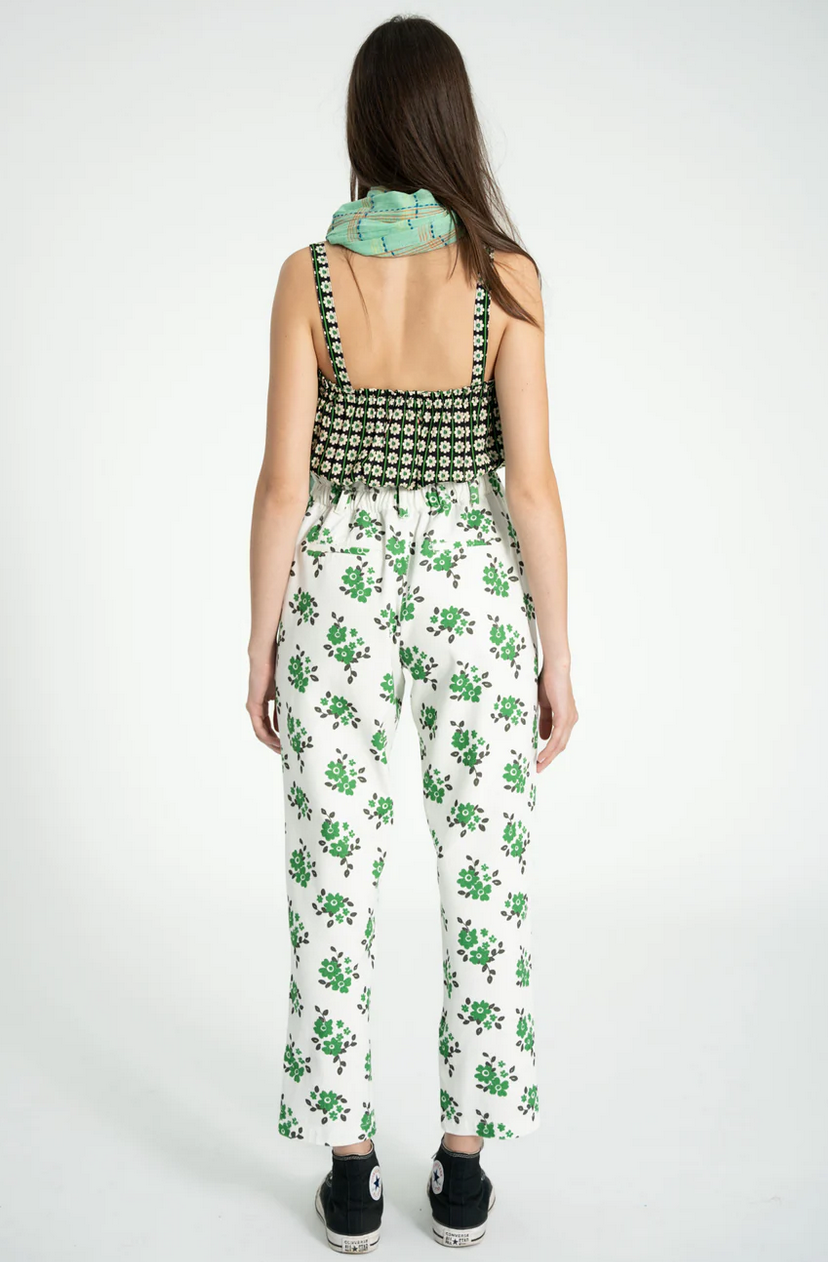 sisters department - top, straps, black with ecru flowers - Lubus & moi
