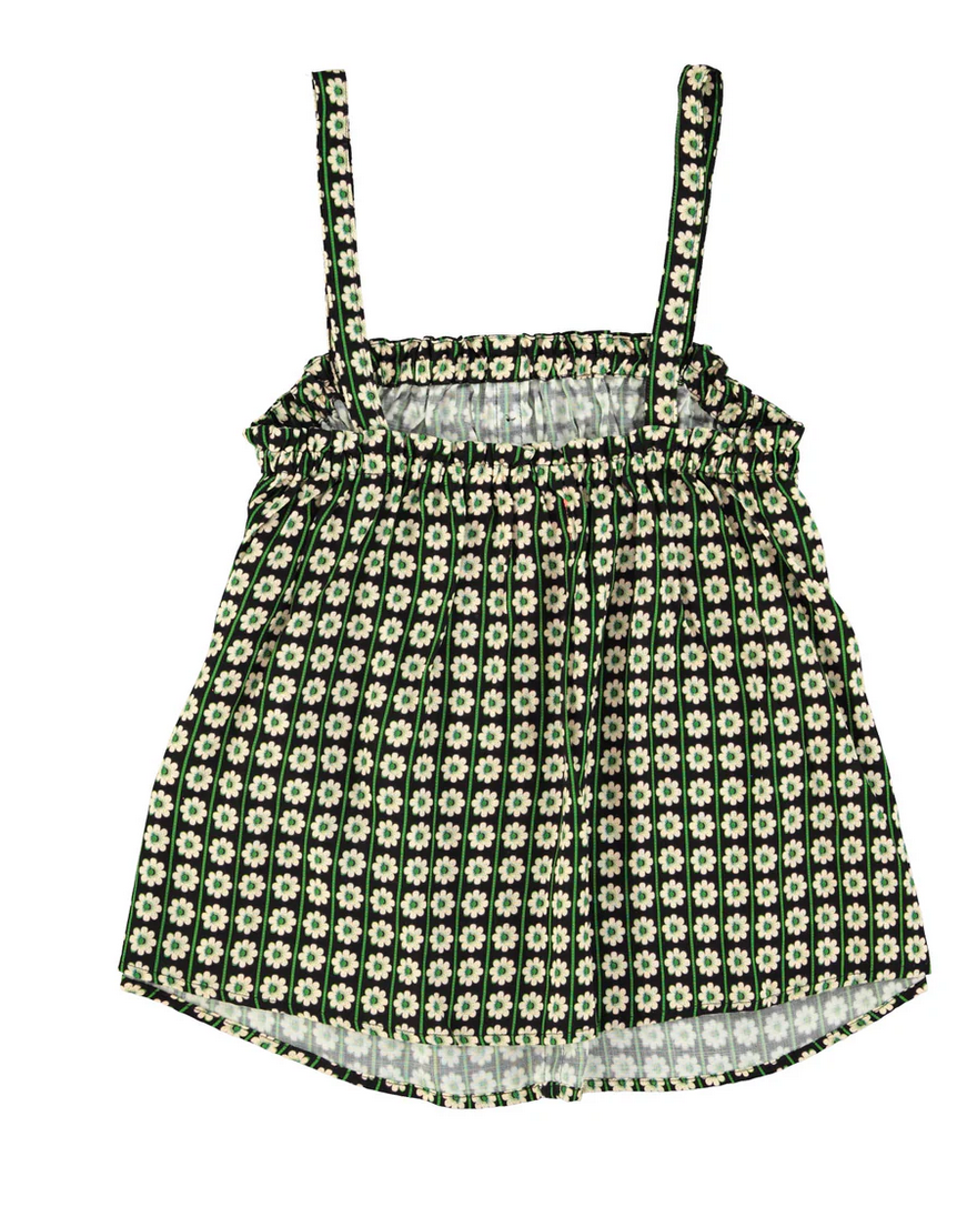 sisters department - top, straps, black with ecru flowers - Lubus & moi