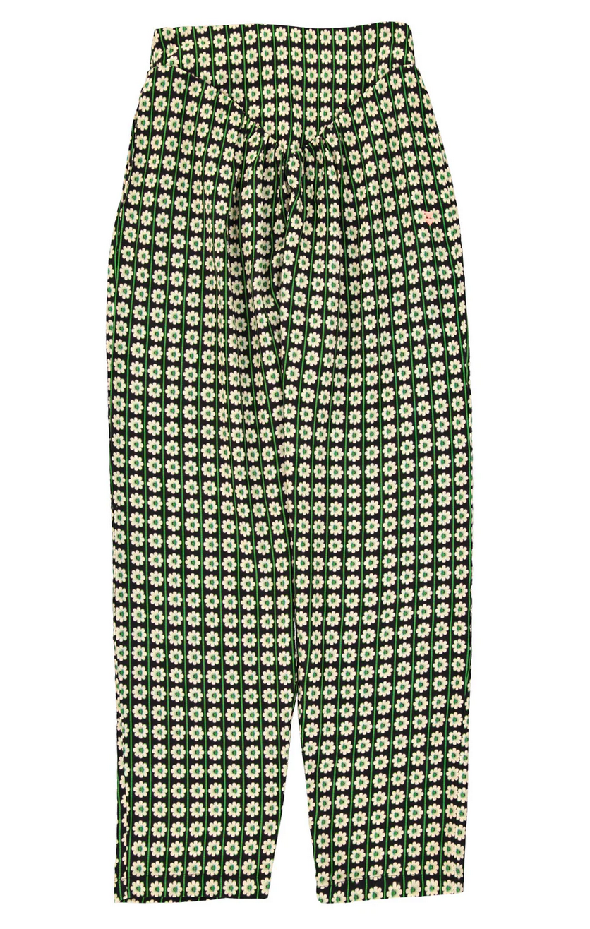 sisters department - trousers black with ecru flowers - Lubus & moi