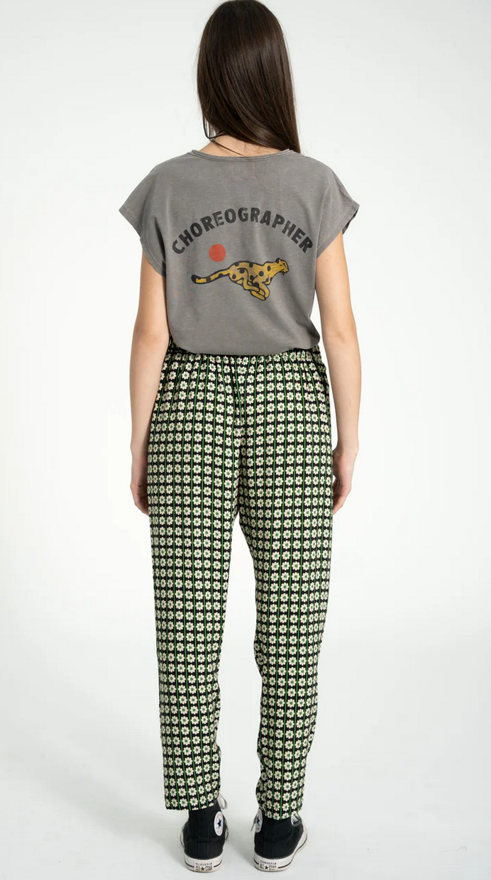 sisters department - trousers black with ecru flowers - Lubus & moi