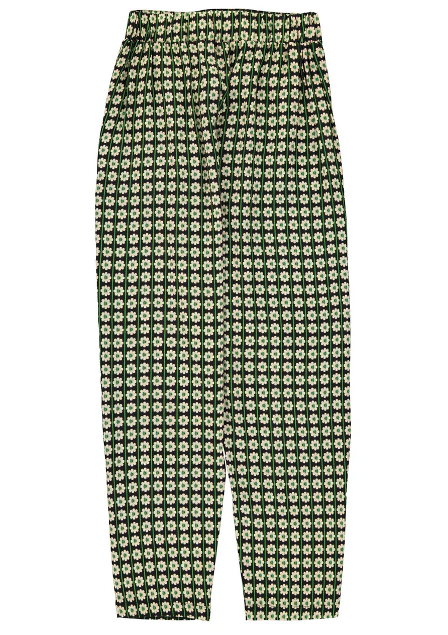 sisters department - trousers black with ecru flowers - Lubus & moi