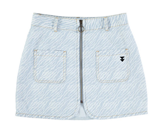 sisters department - short skirt, light blue denim with zebra print - Lubus & moi