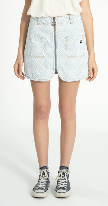 sisters department - short skirt, light blue denim with zebra print - Lubus & moi