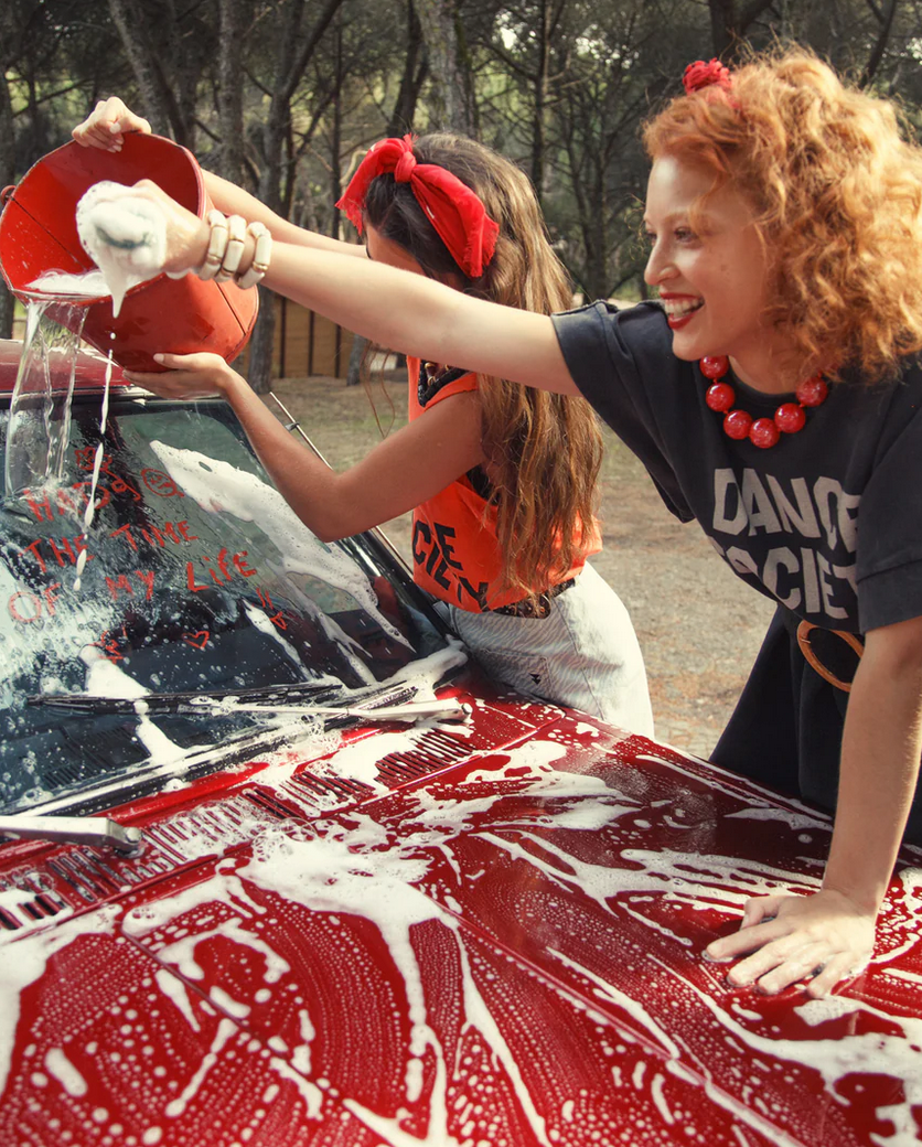 sisters department - short skirt, light blue denim with zebra print - Lubus & moi