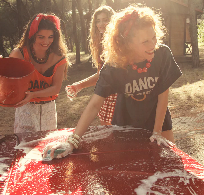 sisters department - short skirt, light blue denim with zebra print - Lubus & moi