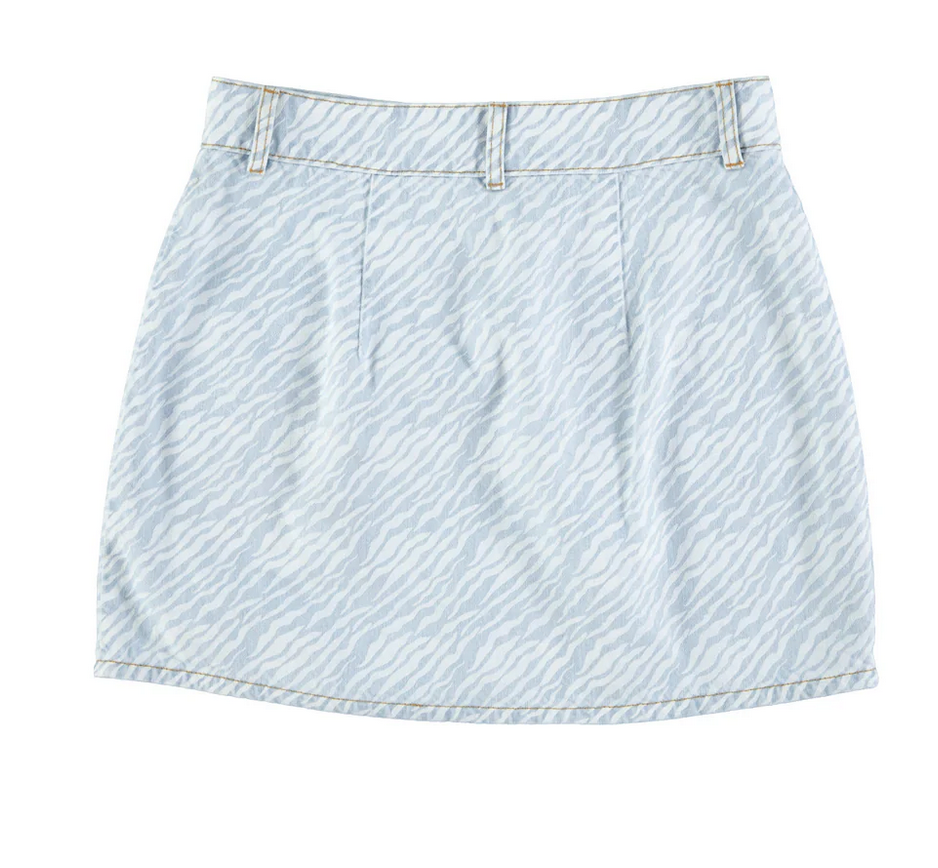 sisters department - short skirt, light blue denim with zebra print - Lubus & moi