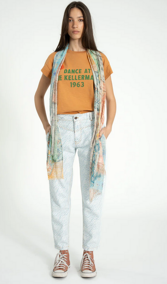 sisters department - trousers light blue denim with zebra print - Lubus & moi