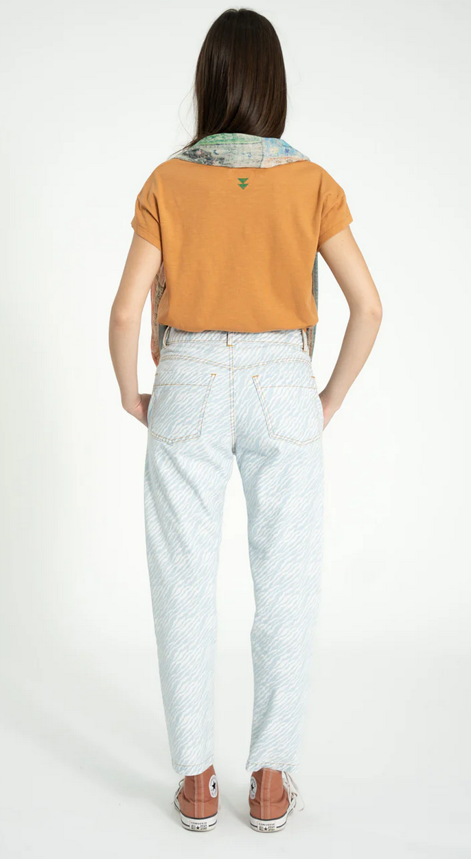 sisters department - trousers light blue denim with zebra print - Lubus & moi
