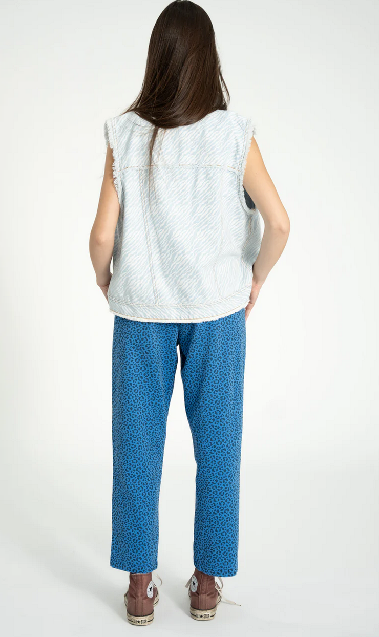 sisters department - waistcoat, light blue denim with zebra print - Lubus & moi