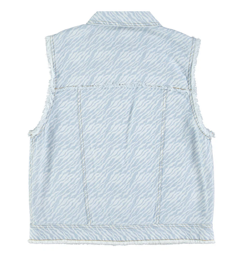 sisters department - waistcoat, light blue denim with zebra print - Lubus & moi