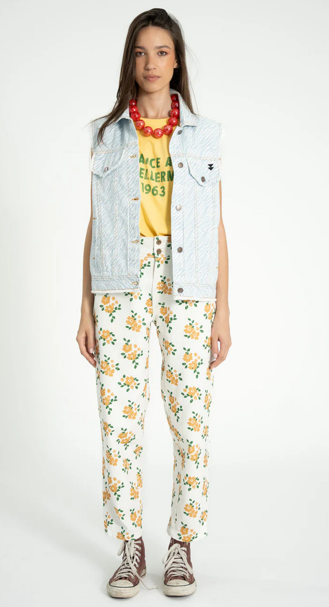 sisters department - waistcoat, light blue denim with zebra print - Lubus & moi