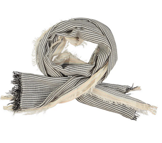 sisters department - XL scarf, black & ecru stripes - Lubus & moi