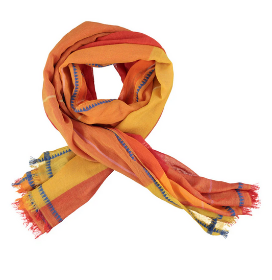 sisters department - XL scarf, orange with little blue triangles - Lubus & moi