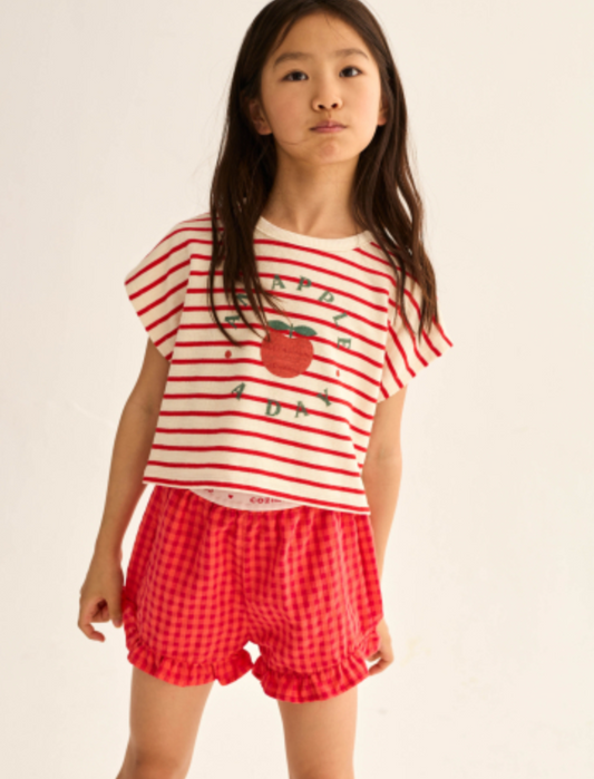 cozmo - selva, tomato double faced striped top - Lubus & moi