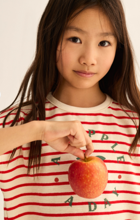 cozmo - selva, tomato double faced striped top - Lubus & moi