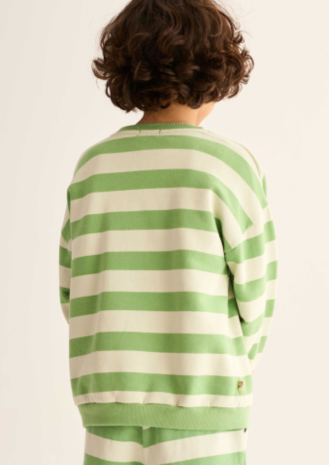 cozmo - dank, green-striped cotton fleece - Lubus & moi