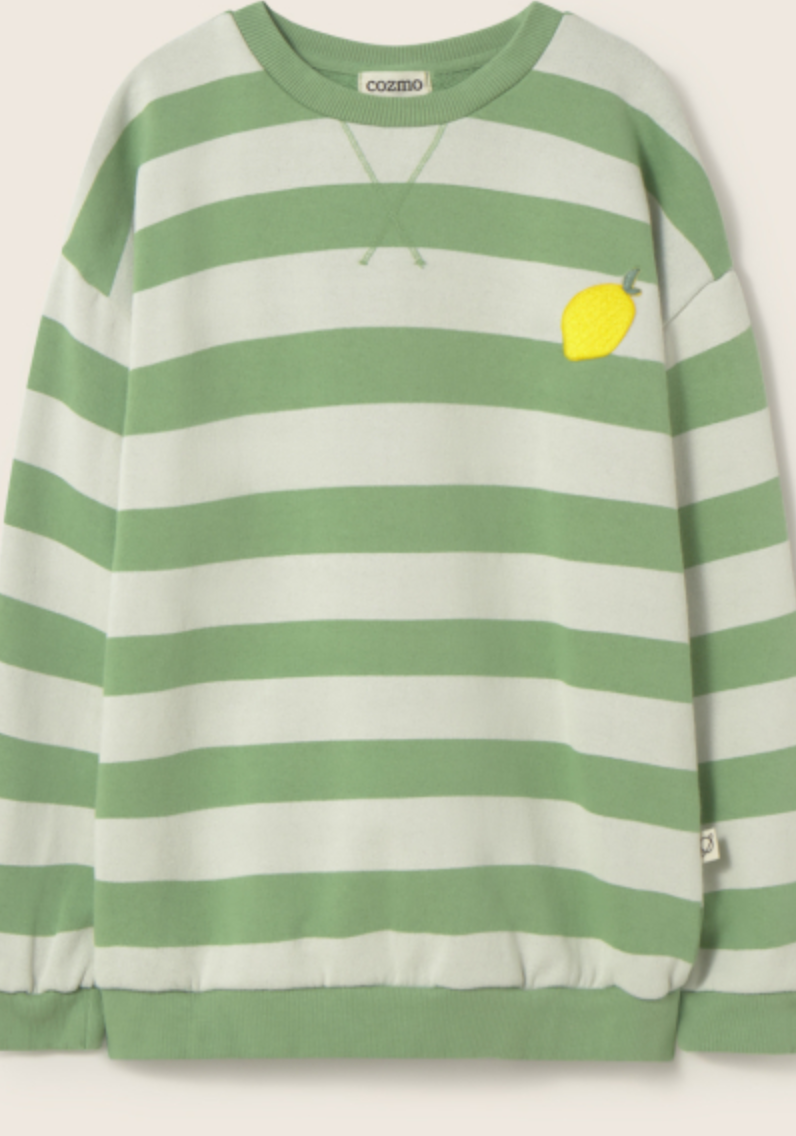 cozmo - dank, green-striped cotton fleece - Lubus & moi