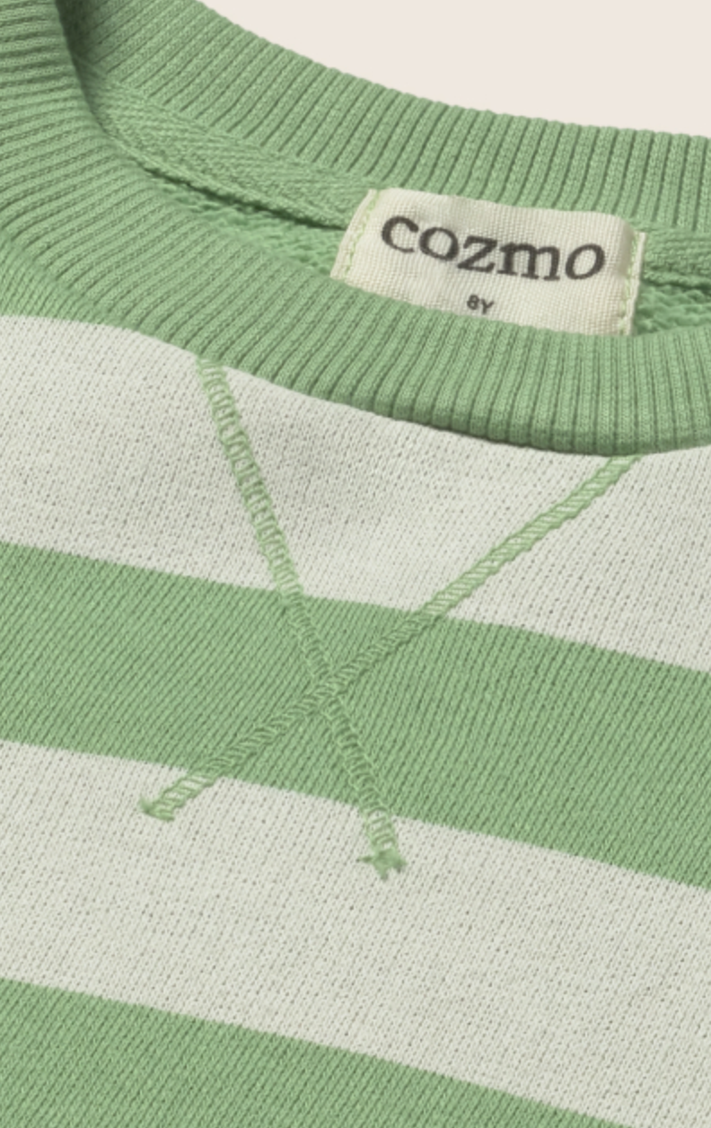 cozmo - dank, green-striped cotton fleece - Lubus & moi