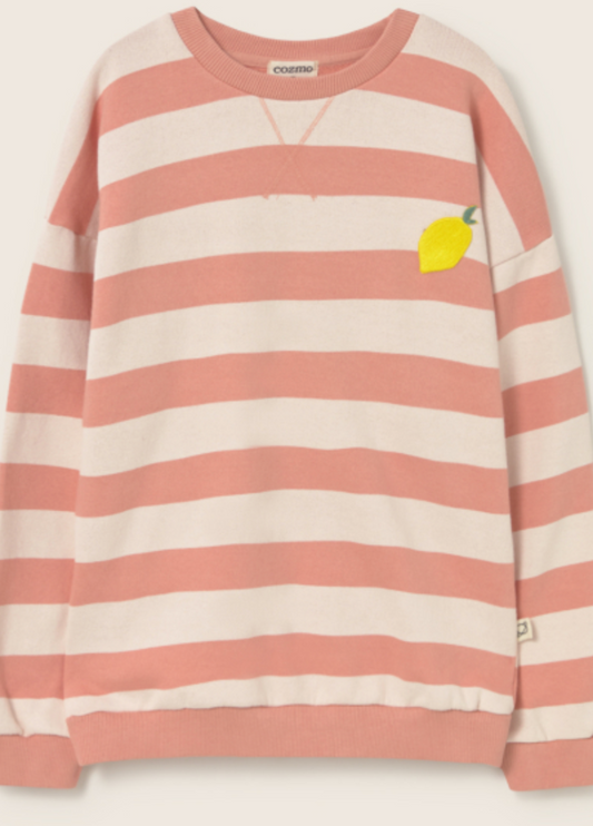 cozmo - dank, rose-striped cotton fleece - Lubus & moi