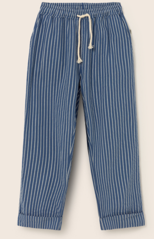 cozmo - aero, navy-striped linen look cotton pants