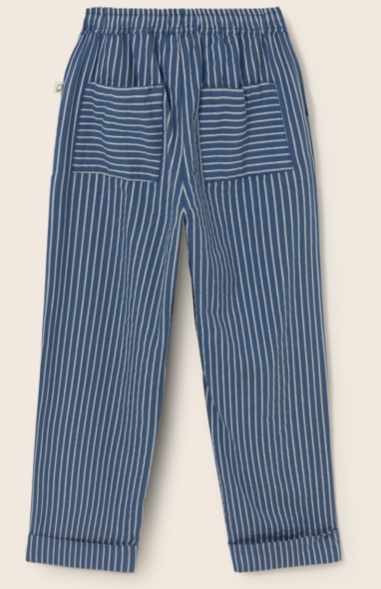 cozmo - aero, navy-striped linen look cotton pants