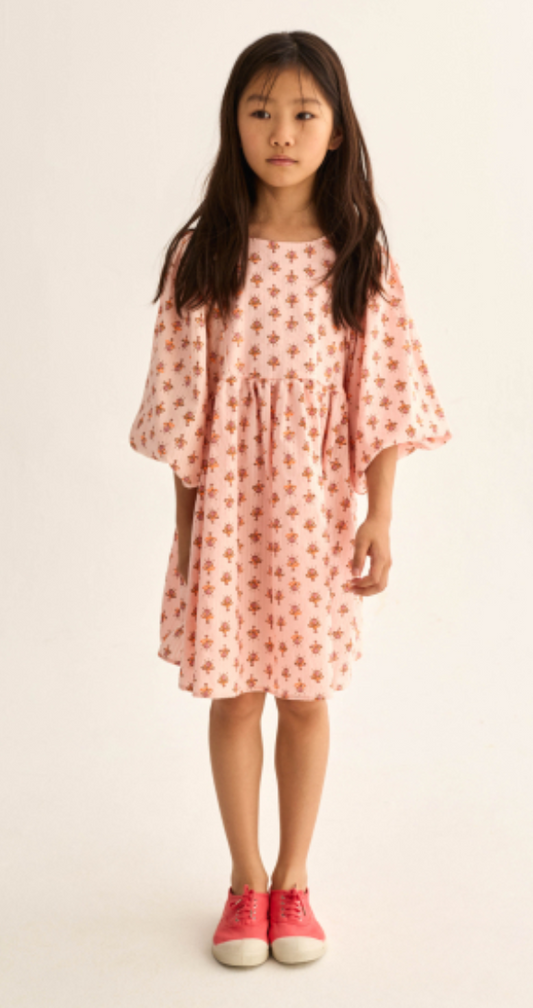 cozmo - alba, dress, cloud pink-indian flower print - Lubus & moi