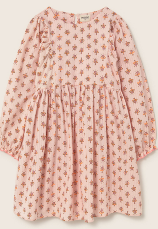 cozmo - alba, dress, cloud pink-indian flower print - Lubus & moi
