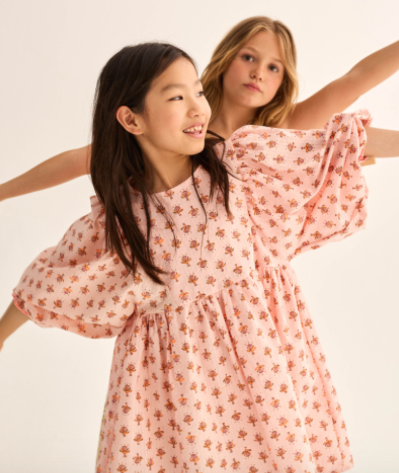 cozmo - alba, dress, cloud pink-indian flower print - Lubus & moi