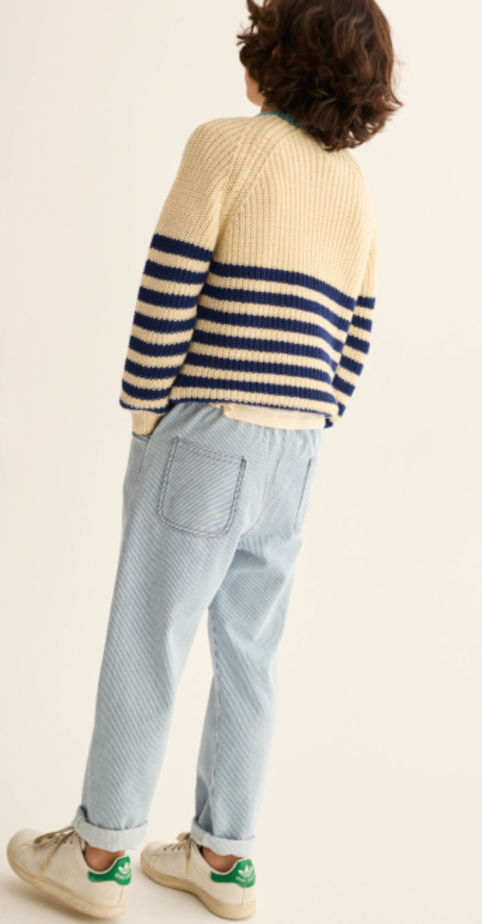 cozmo - echo, blue-fine striped denim pants - Lubus & moi