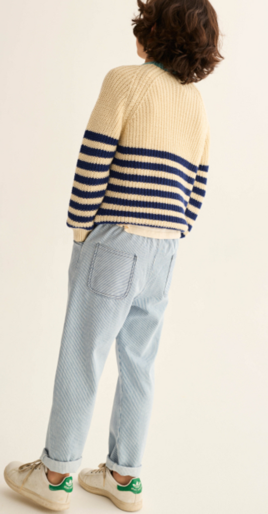 cozmo - echo, blue-fine striped denim pants - Lubus & moi
