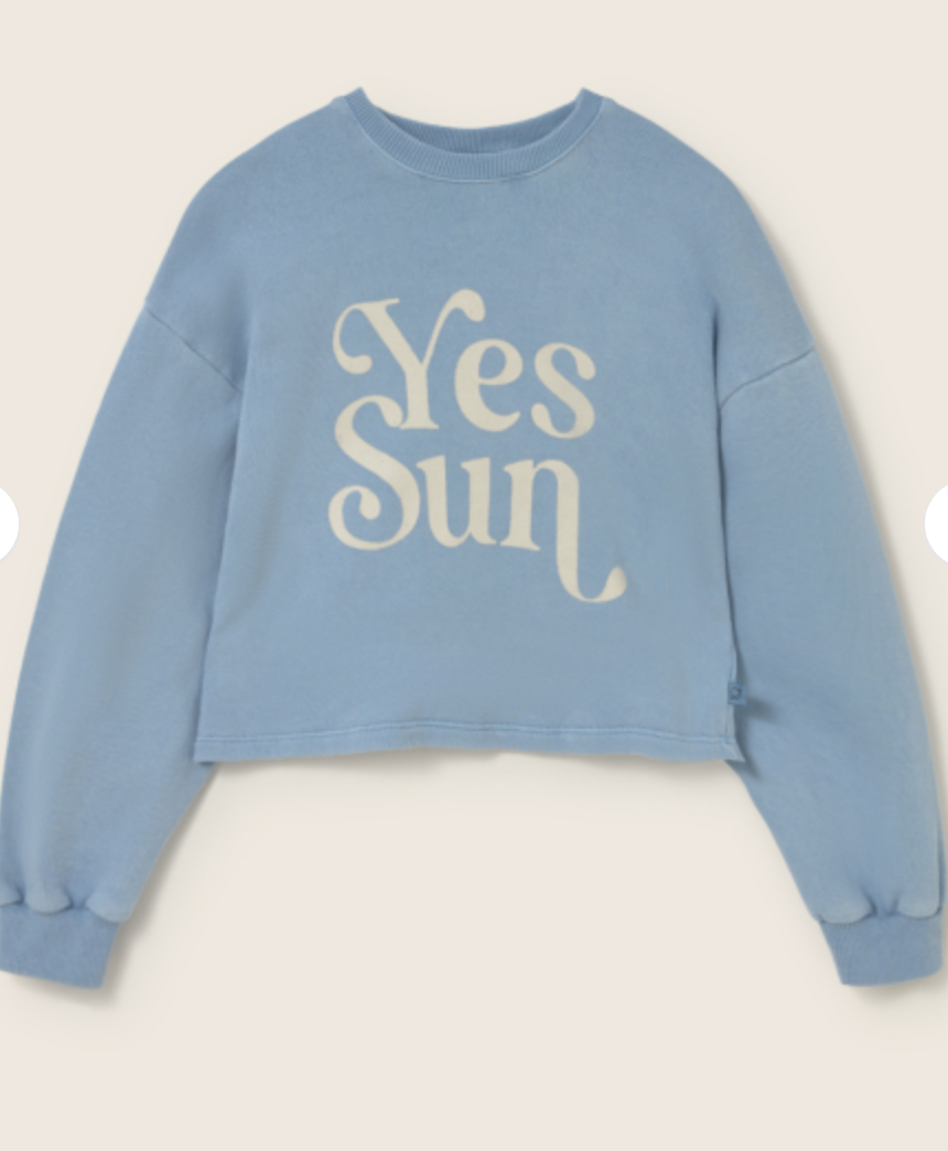 cozmo - vega, blue-cotton fleece print puffed sweatshirt - Lubus & moi