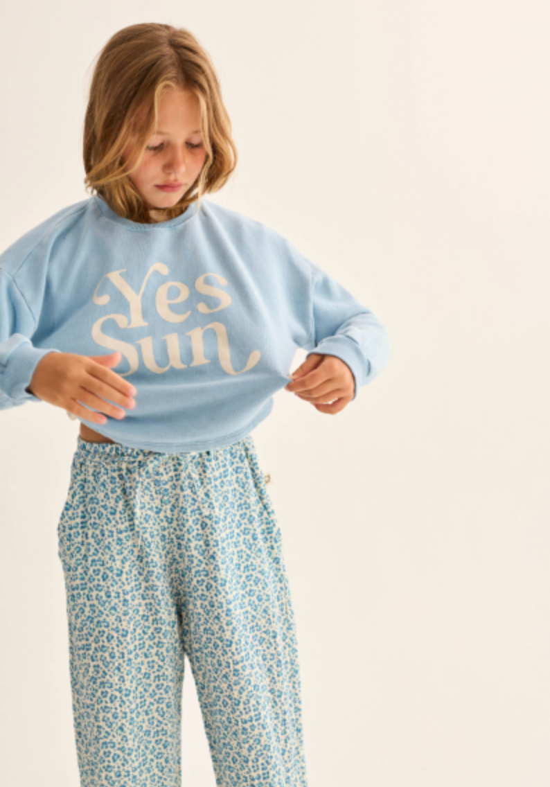 cozmo - vega, blue-cotton fleece print puffed sweatshirt - Lubus & moi