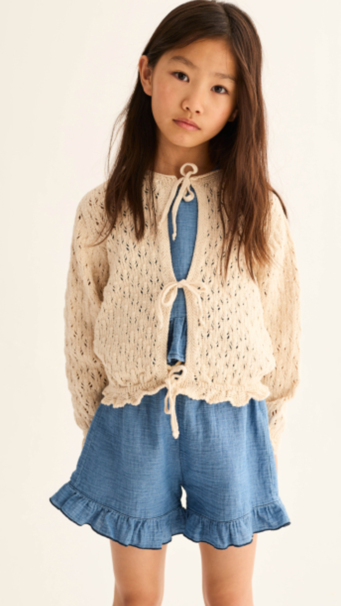 cozmo - isla, blue-denim gauze shorts