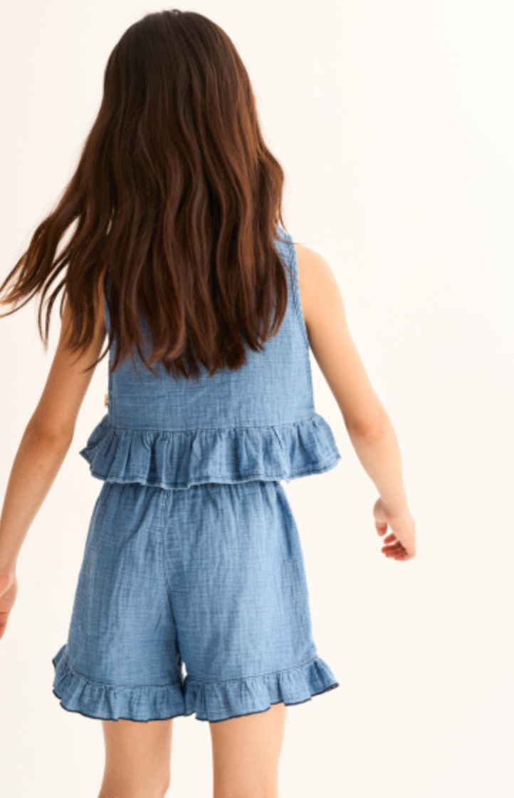 cozmo - isla, blue-denim gauze shorts