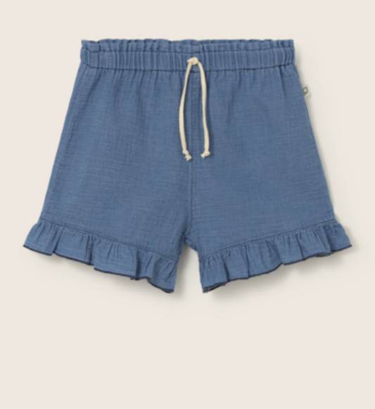 cozmo - isla, blue-denim gauze shorts