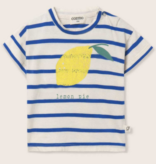 cozmo - shirt aran, aqua-striped jersey cotton, lemon