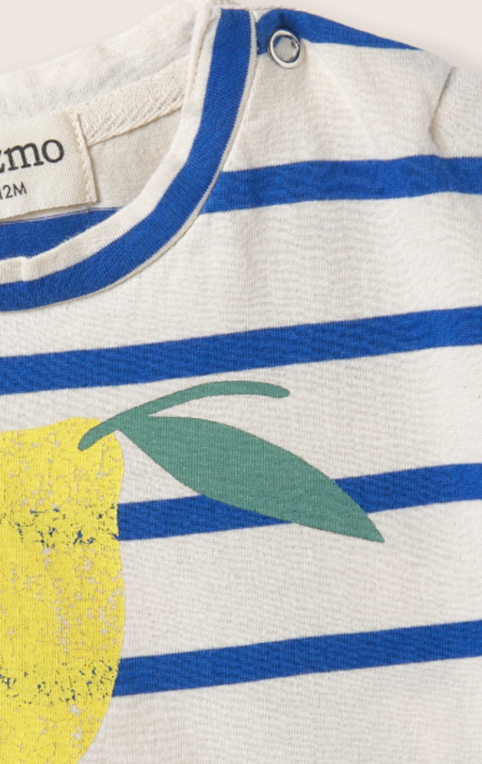 cozmo - shirt aran, aqua-striped jersey cotton, lemon