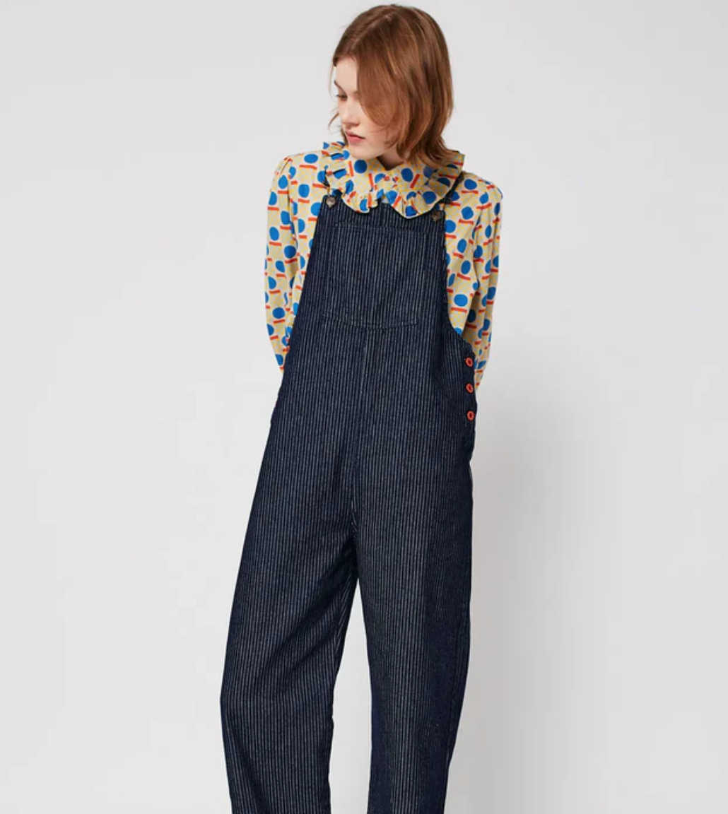 bobo choses - denim stripe dungaree, navy blue - Lubus & moi