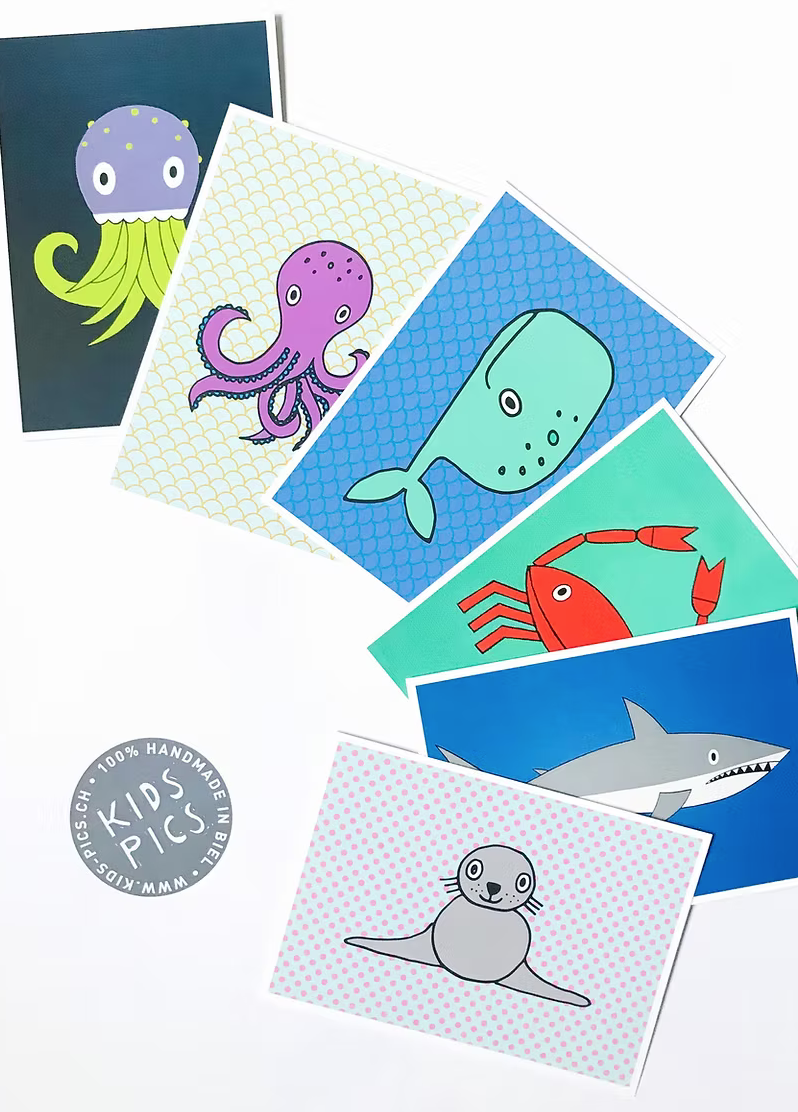 kids pics - postcard package sea animals - Lubus & moi