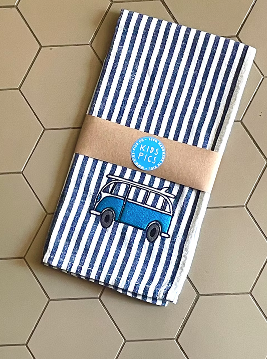 kids pics - kitchentowel VW blue - Lubus & moi