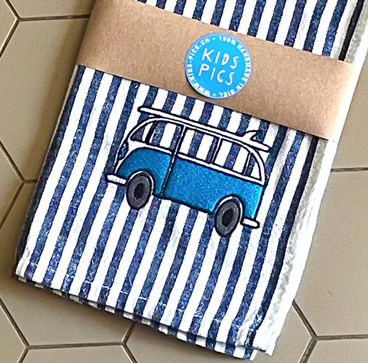 kids pics - kitchentowel VW blue - Lubus & moi
