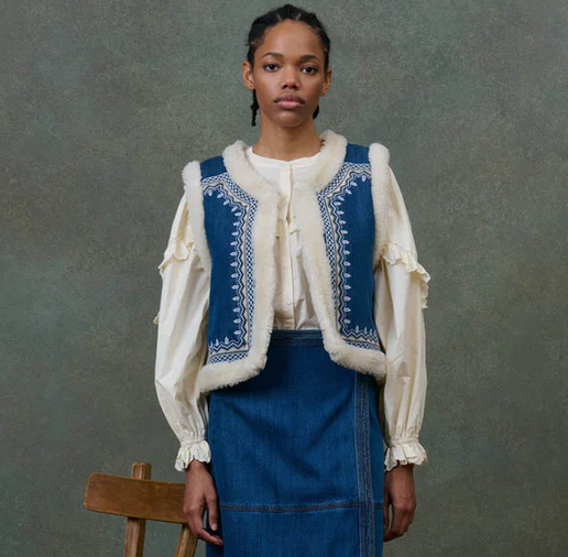 louise misha - reversible vest figara, stone blue - Lubus & moi
