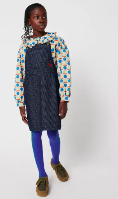 bobo choses kids - tic tac toe denim dress, navy blue - Lubus & moi